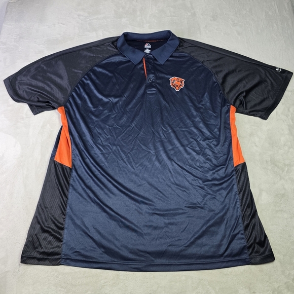 Chicago Bears NFL Majestic Cool Base Polo, Navy/Orange, Men's Size 3XL - Picture 1 of 8